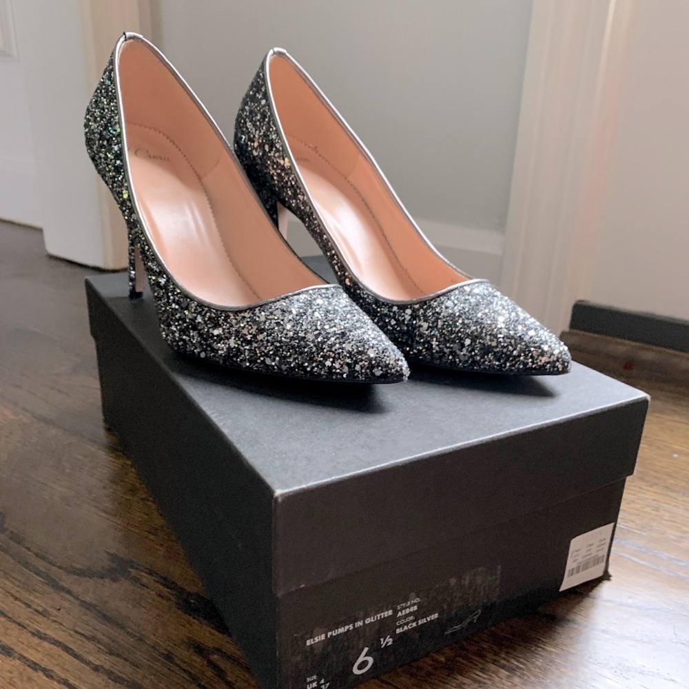 J. Crew Elsie Pumps in Gunmetal Glitter